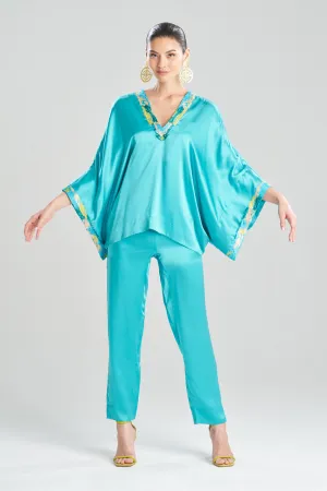 Key Essentials Embroidered Kimono Sleeve Silk Top