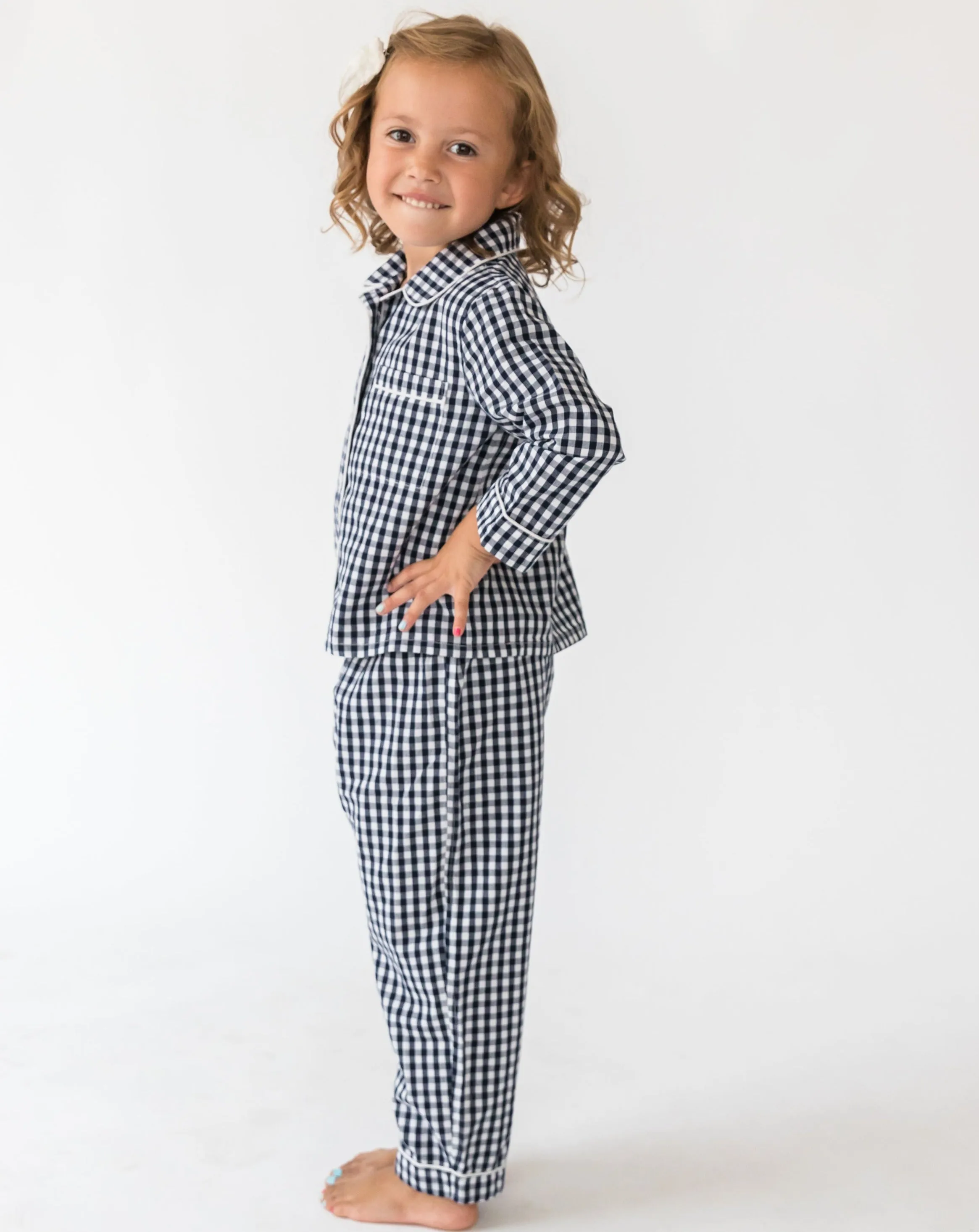 Kid’s Navy Gingham Lounge Set