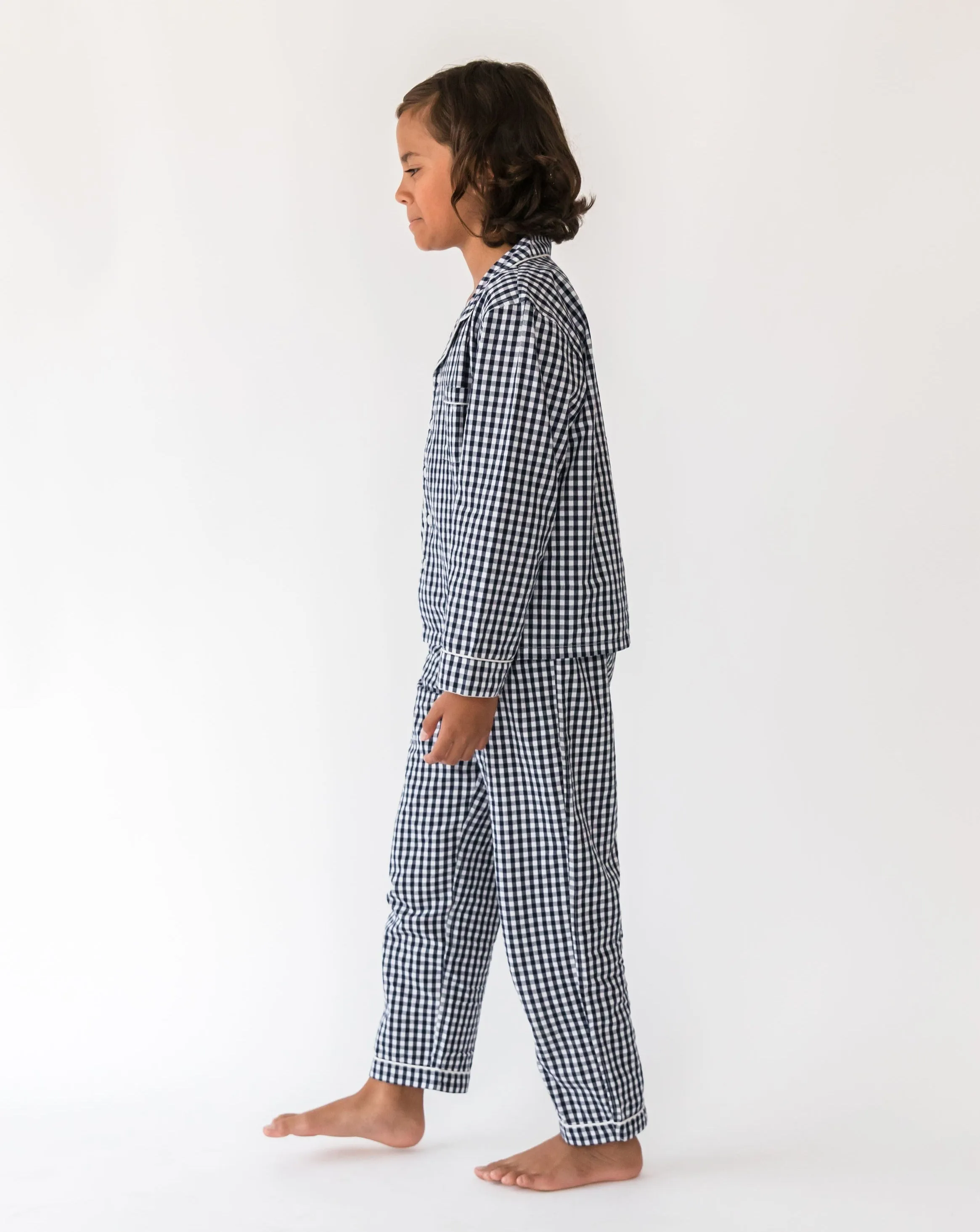 Kid’s Navy Gingham Lounge Set