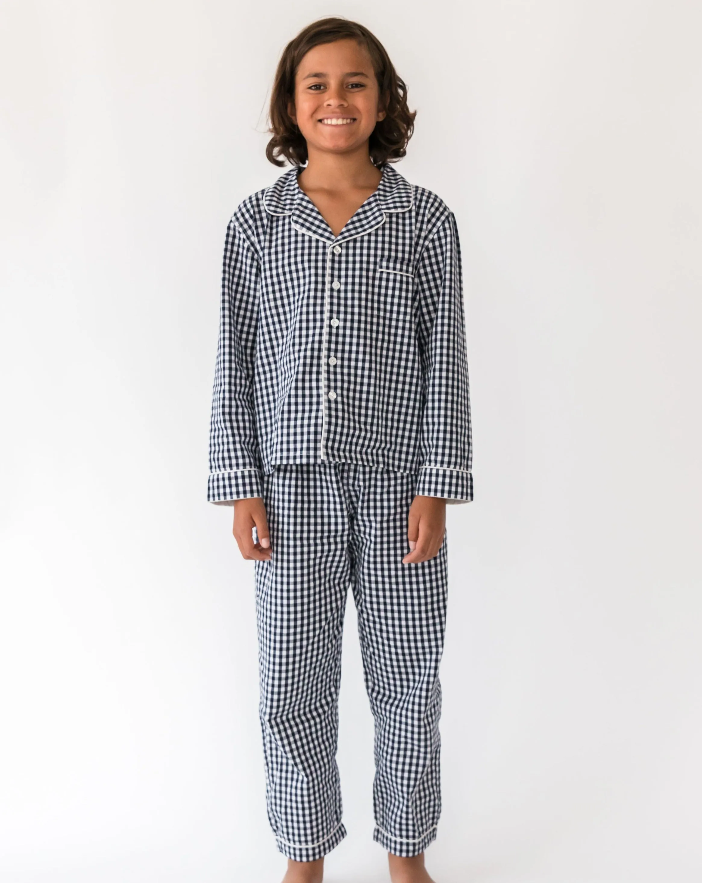 Kid’s Navy Gingham Lounge Set