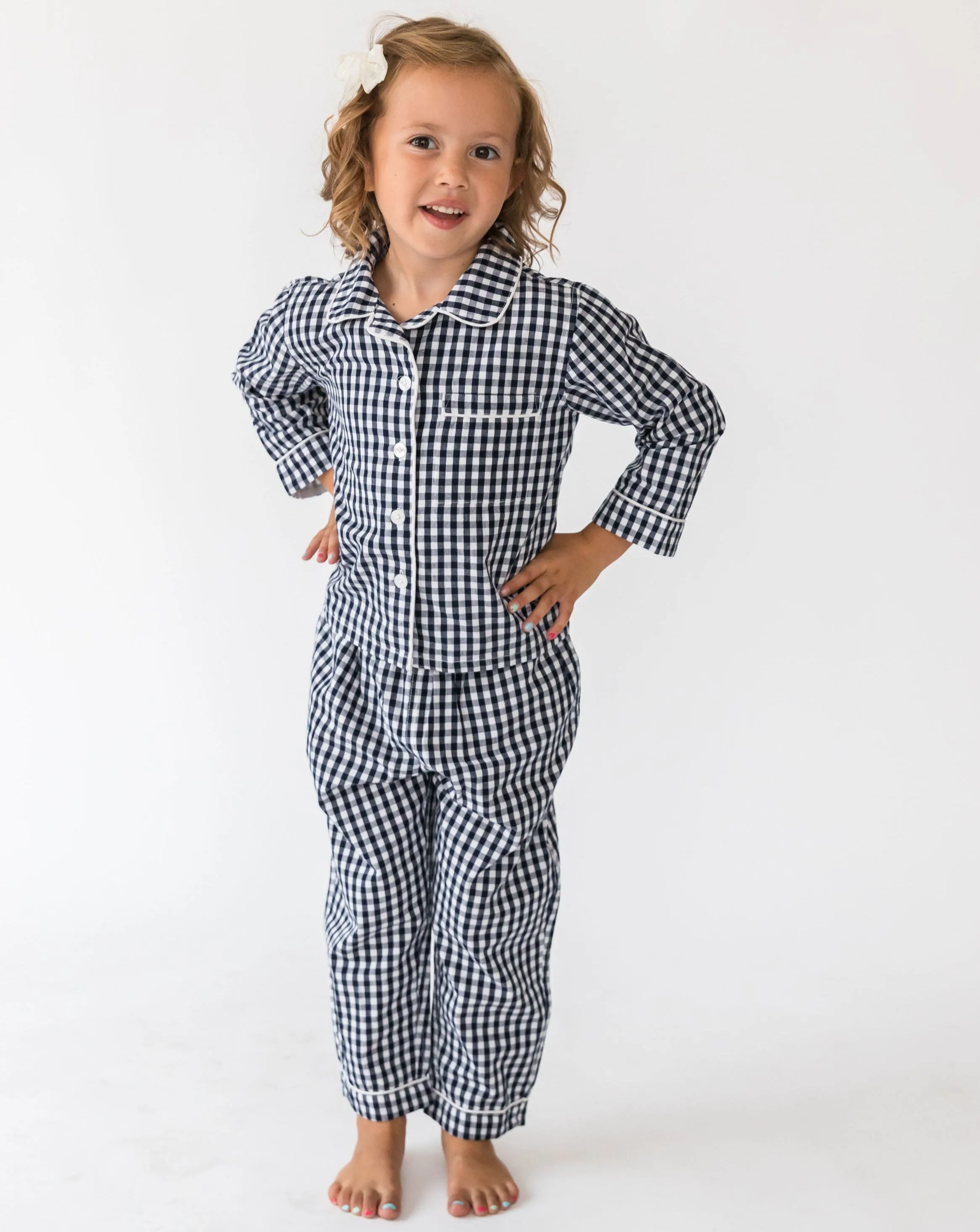 Kid’s Navy Gingham Lounge Set