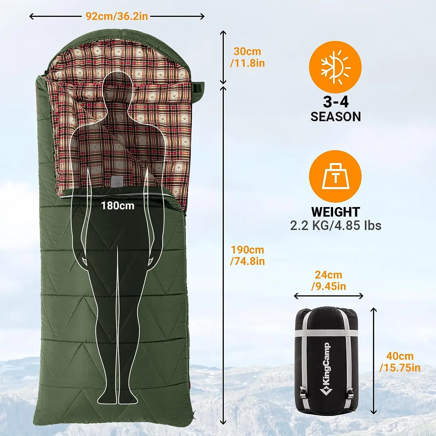 KingCamp 35F Oversized 3-4 Season Sleeping Bag