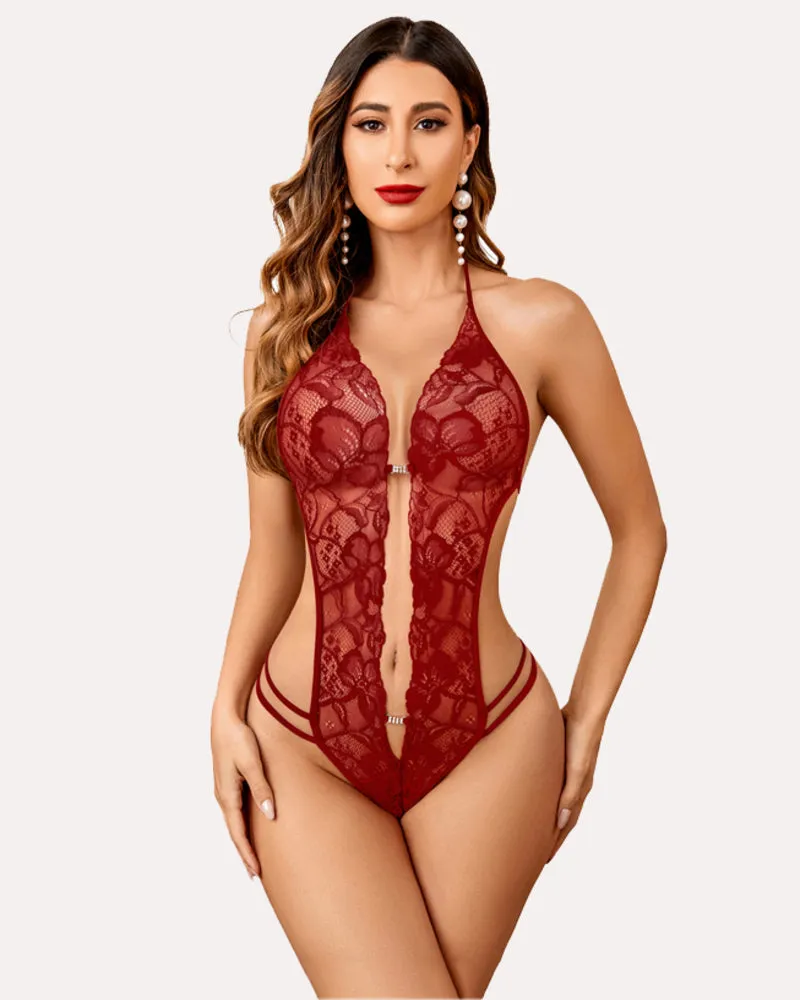 Lace Bodysuit Deep V Teddy Nightgown