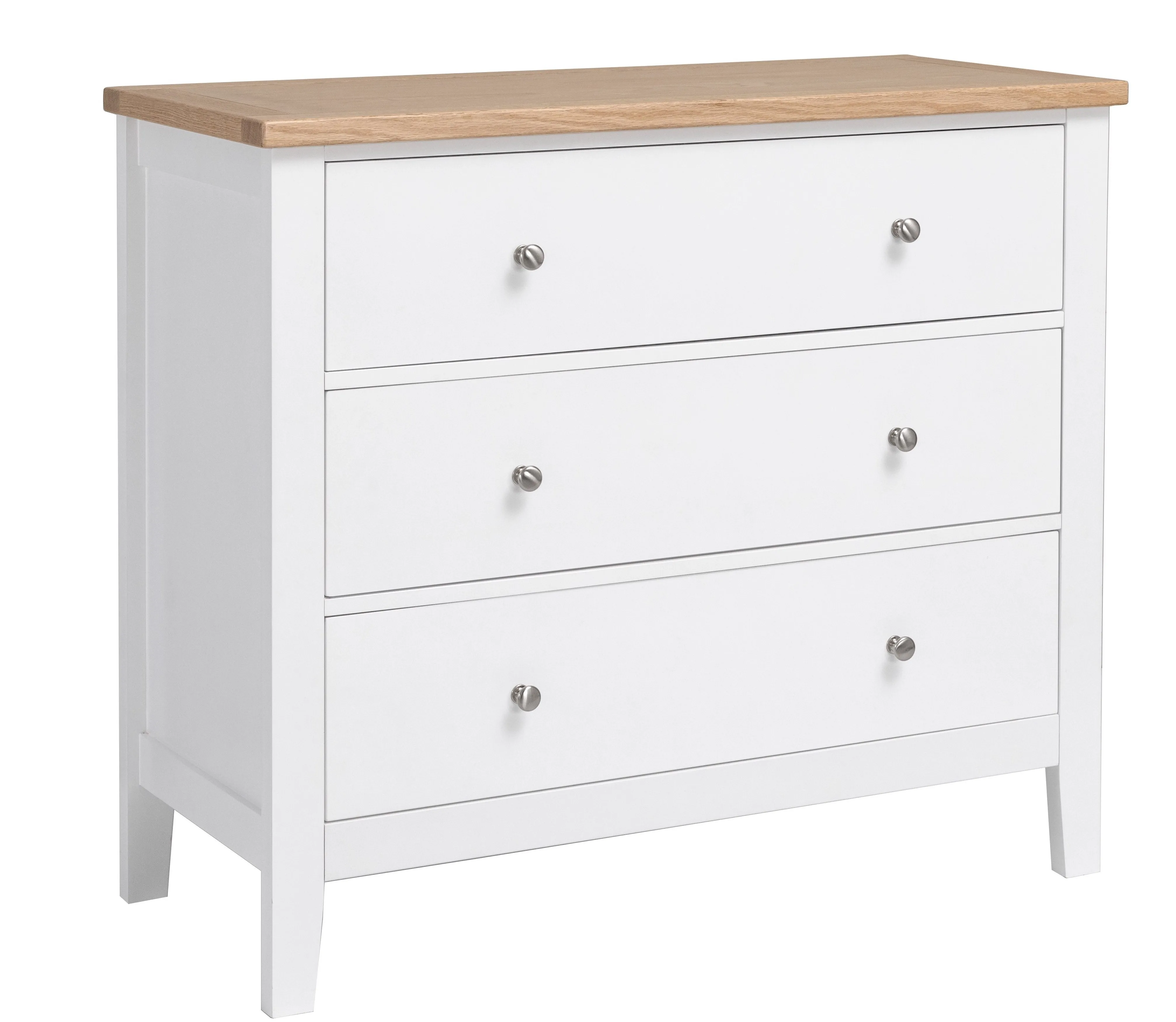 Leines 3 Drawer Wide Chest of Drawers in White & Oak