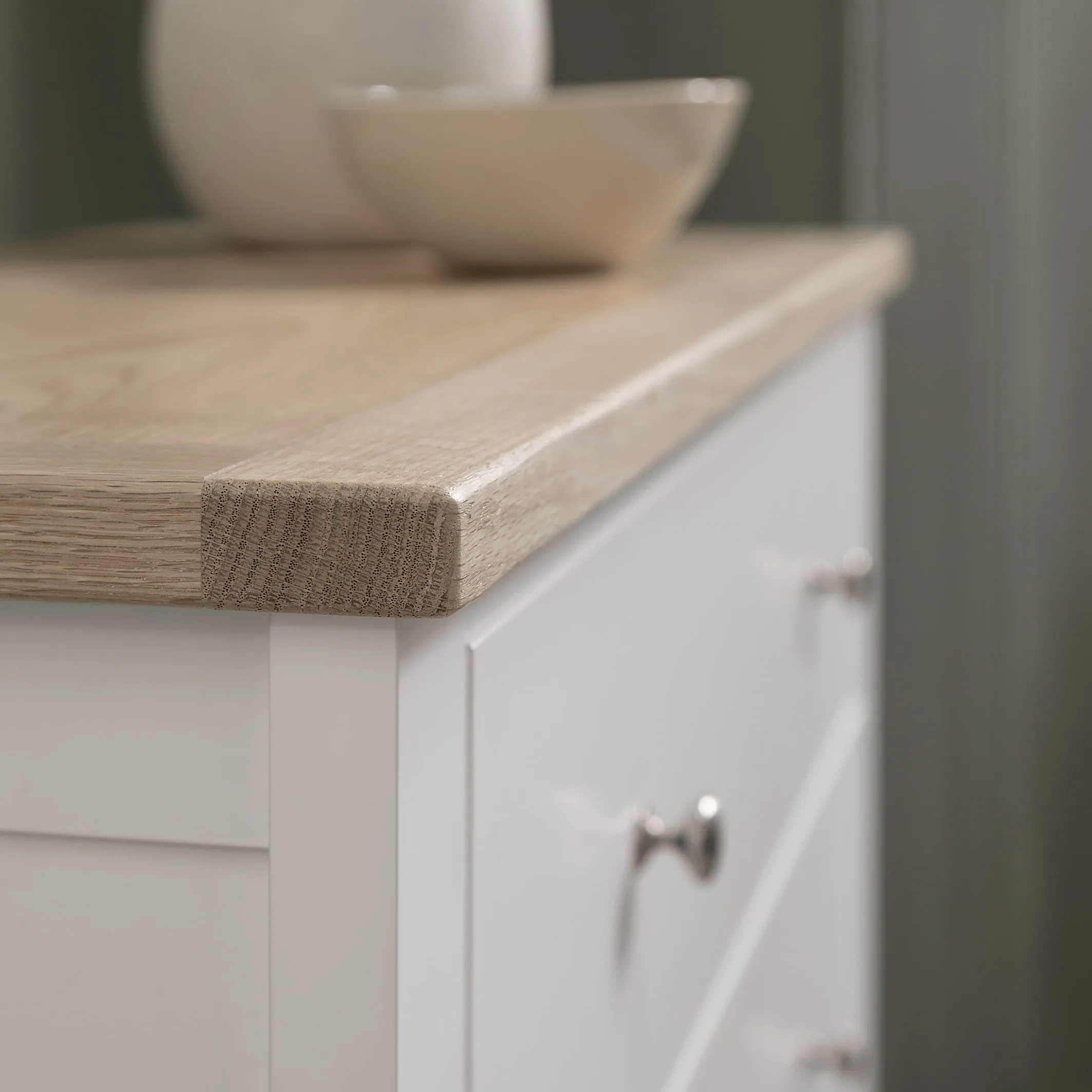 Leines 3 Drawer Wide Chest of Drawers in White & Oak