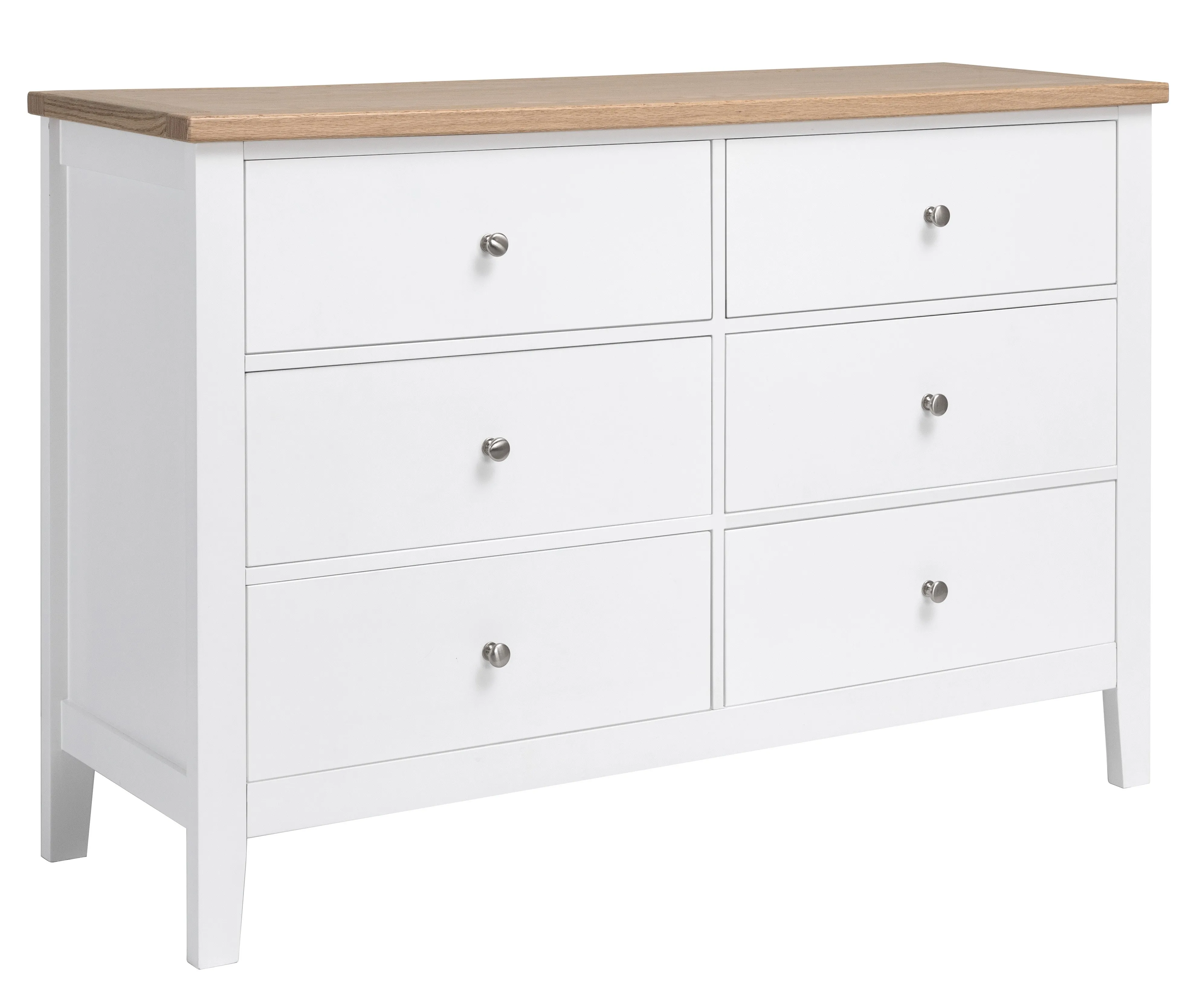 Leines 6 Drawer Chest of Drawers in White & Oak