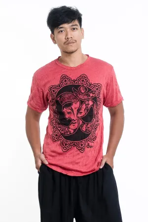 Mens Om Buddha Face T-Shirt in Red