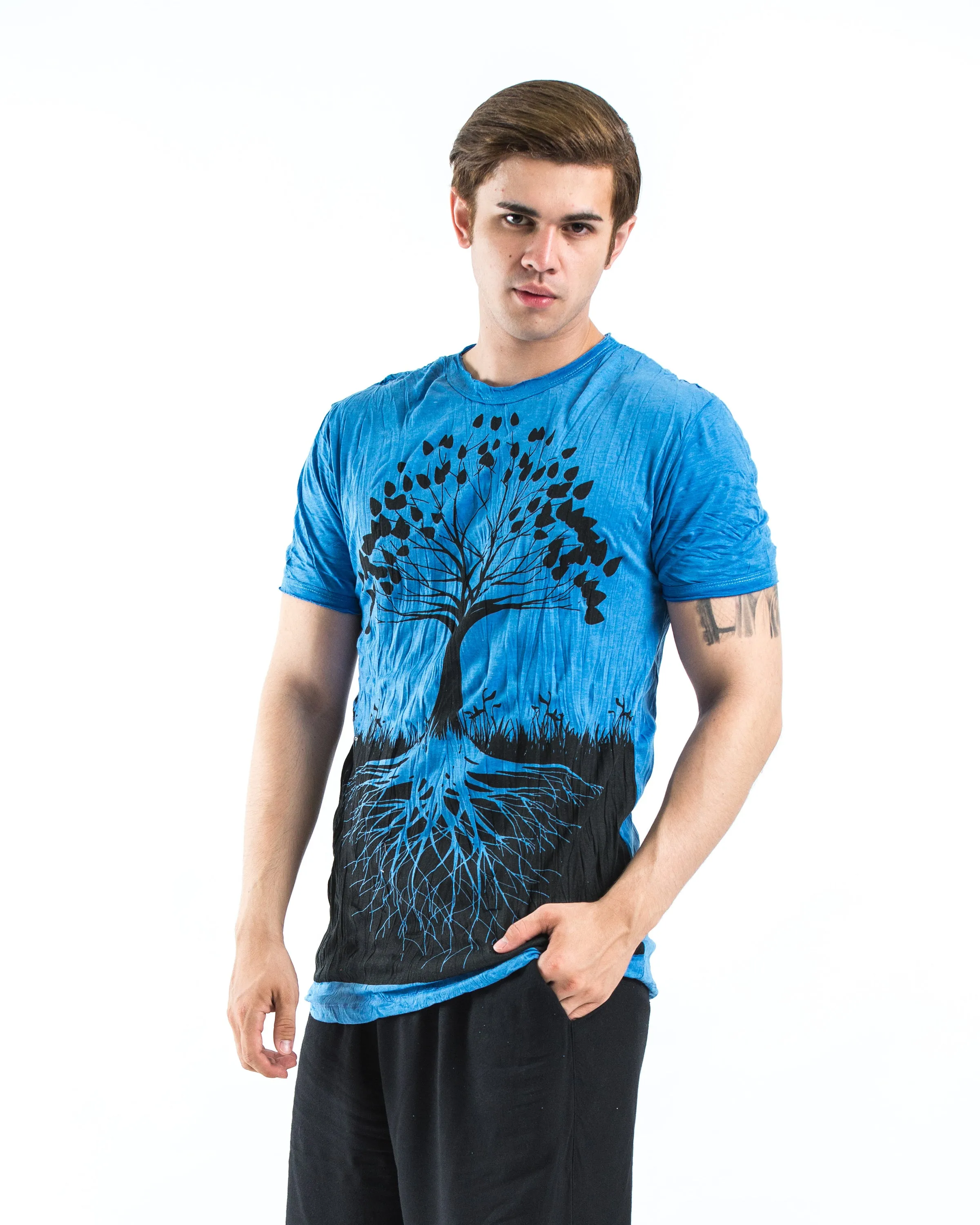 Mens Tree of Life T-Shirt in Blue