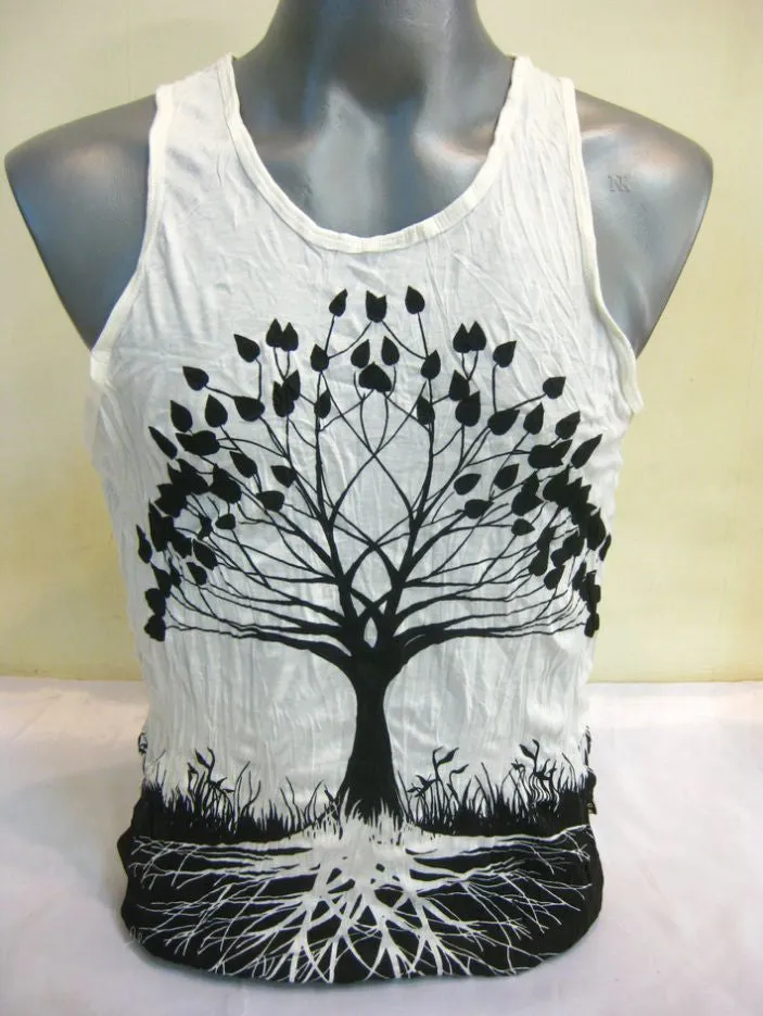 Mens Tree of Life Tank Top in White