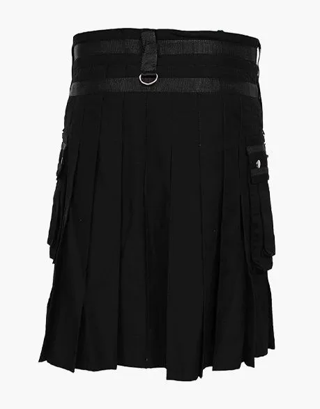 MODERN BLACK GOTHIC KILT WITH CHAINS