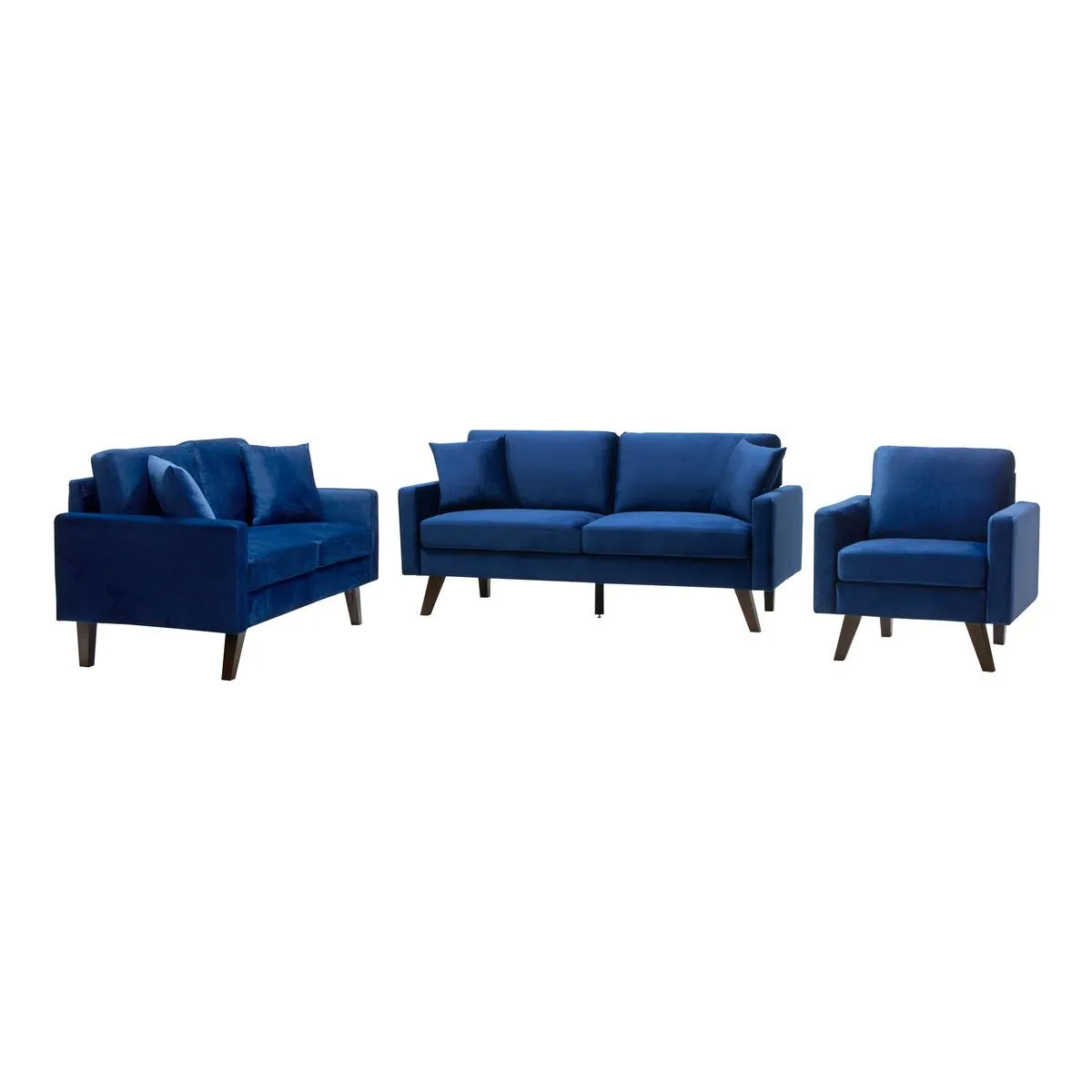 Modern Style Blue Velvet Love Seat