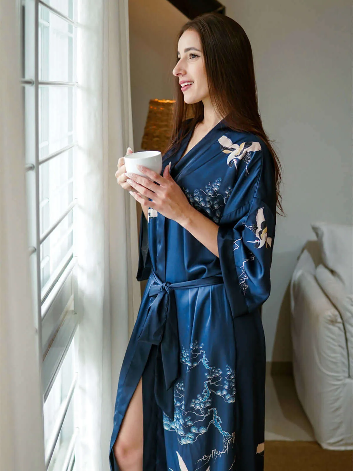 Mountain Crane Kimono Robe