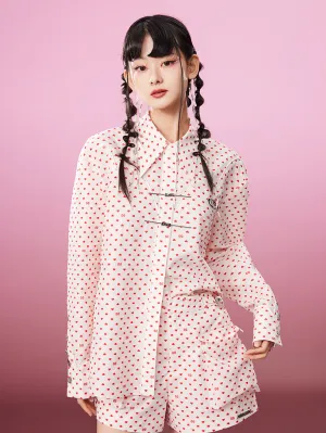 MUKZIN Polka Dot Embroidery Long-sleeved Elegant All-match Shirts