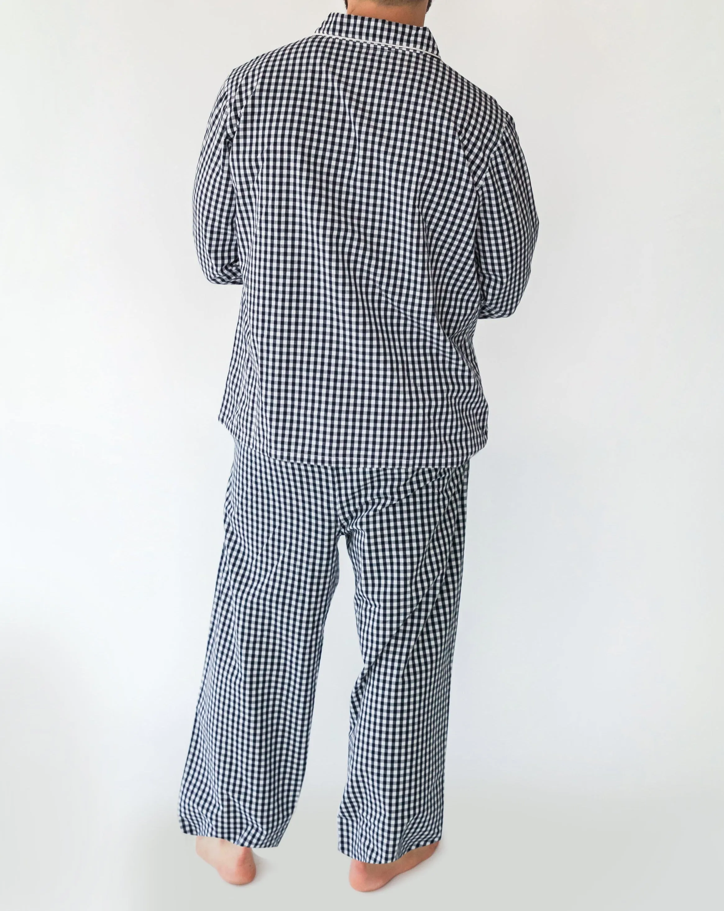 Navy Gingham Men’s Shirt & PJ Set