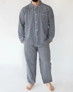 Navy Gingham Men’s Shirt & PJ Set