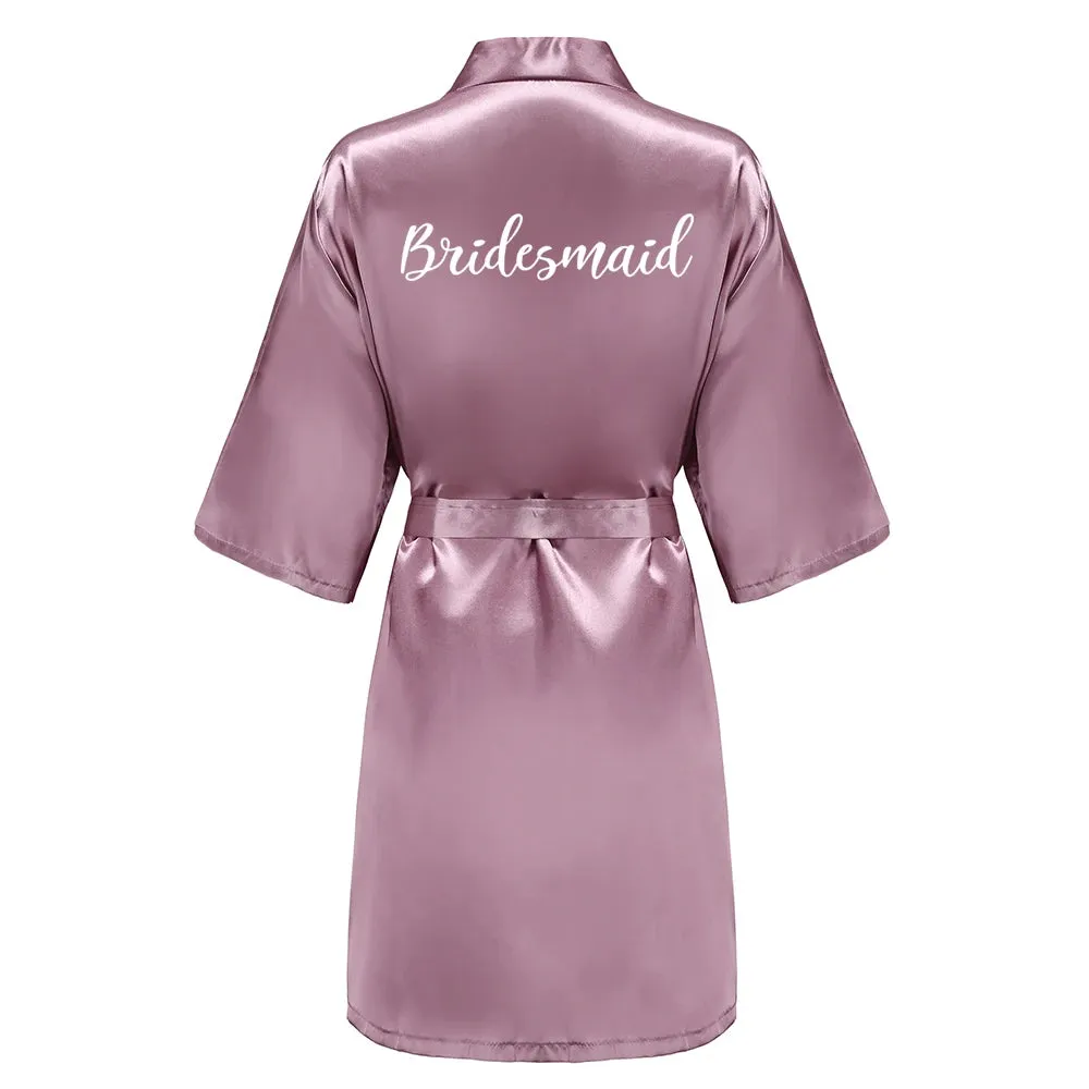 New Bridesmaid Robes Sister Mother of The Bride Kimono Wedding Best Gift White Writing Bridal Party Bathrobe