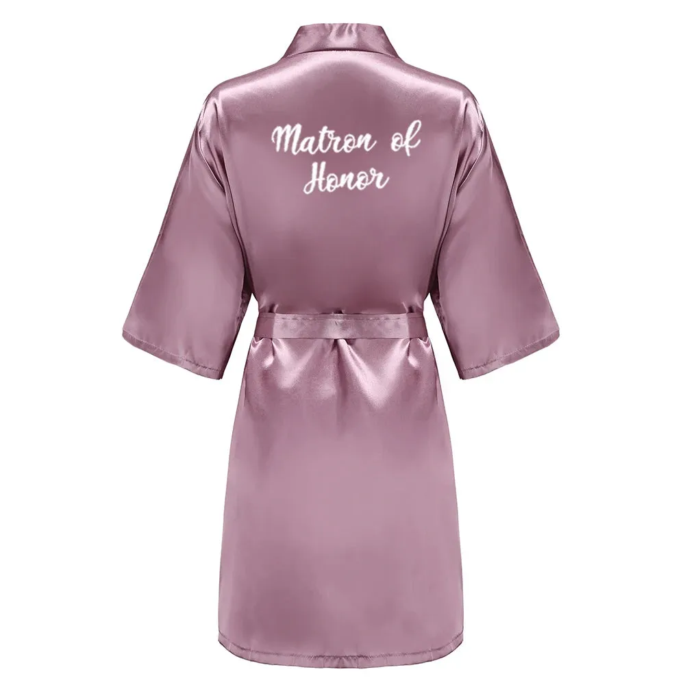 New Bridesmaid Robes Sister Mother of The Bride Kimono Wedding Best Gift White Writing Bridal Party Bathrobe