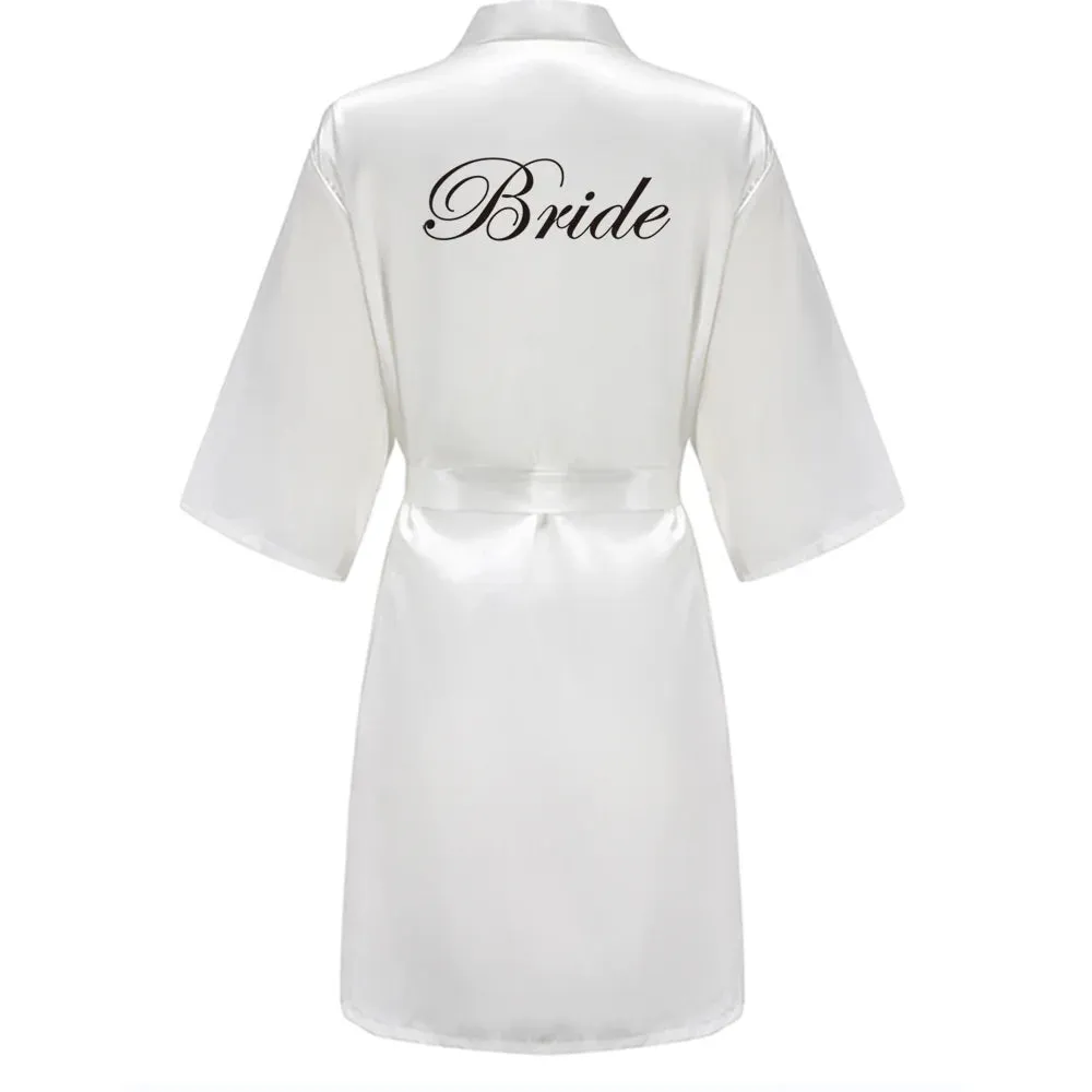 New Bridesmaid Robes Sister Mother of The Bride Kimono Wedding Best Gift White Writing Bridal Party Bathrobe