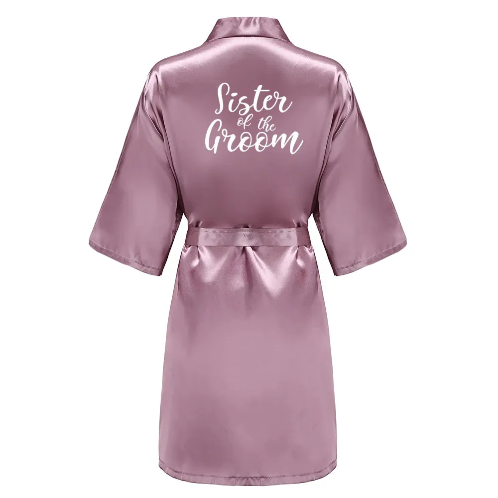 New Bridesmaid Robes Sister Mother of The Bride Kimono Wedding Best Gift White Writing Bridal Party Bathrobe