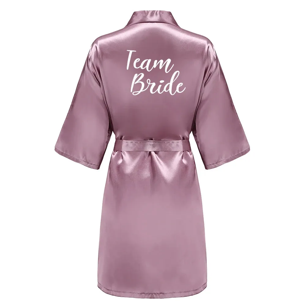 New Bridesmaid Robes Sister Mother of The Bride Kimono Wedding Best Gift White Writing Bridal Party Bathrobe