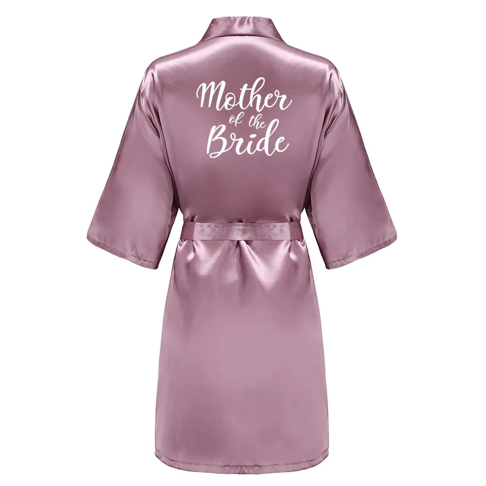 New Bridesmaid Robes Sister Mother of The Bride Kimono Wedding Best Gift White Writing Bridal Party Bathrobe