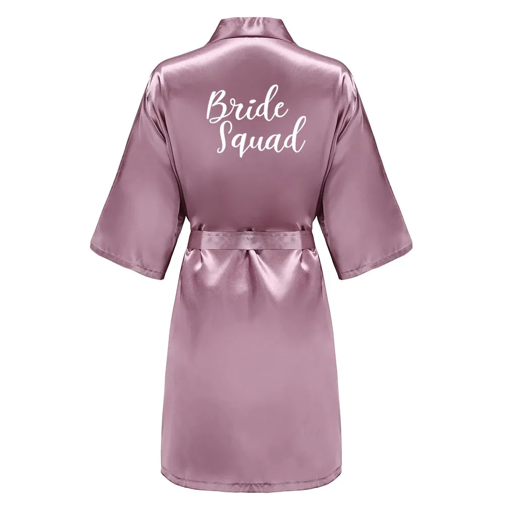 New Bridesmaid Robes Sister Mother of The Bride Kimono Wedding Best Gift White Writing Bridal Party Bathrobe