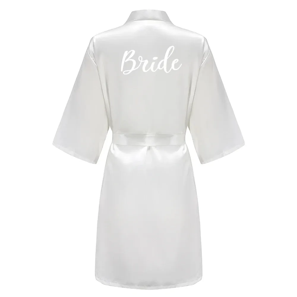 New Bridesmaid Robes Sister Mother of The Bride Kimono Wedding Best Gift White Writing Bridal Party Bathrobe