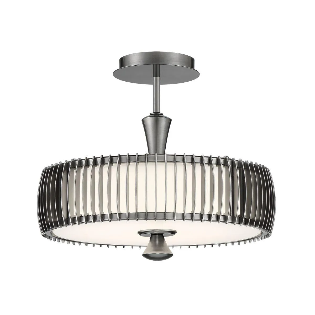 Night Moves 15 in. LED Semi flush Mount Light Pewter finish