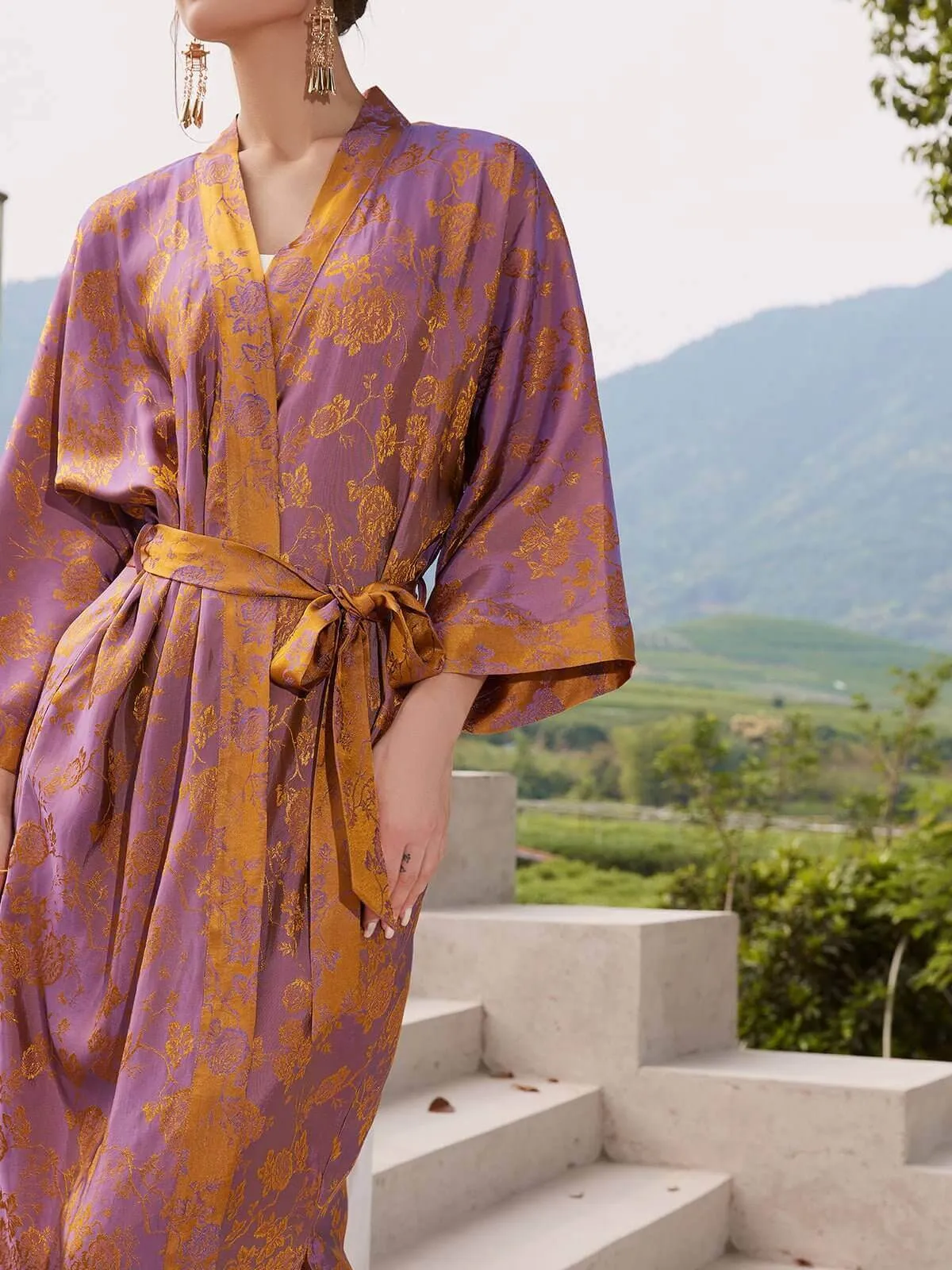 Oriental Jacquard Kimono Robe