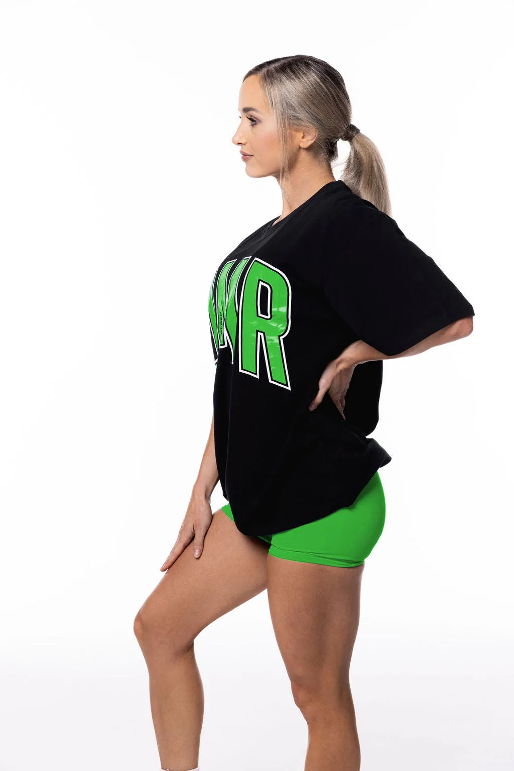 Oversized Pump Tee Black/Apple Green