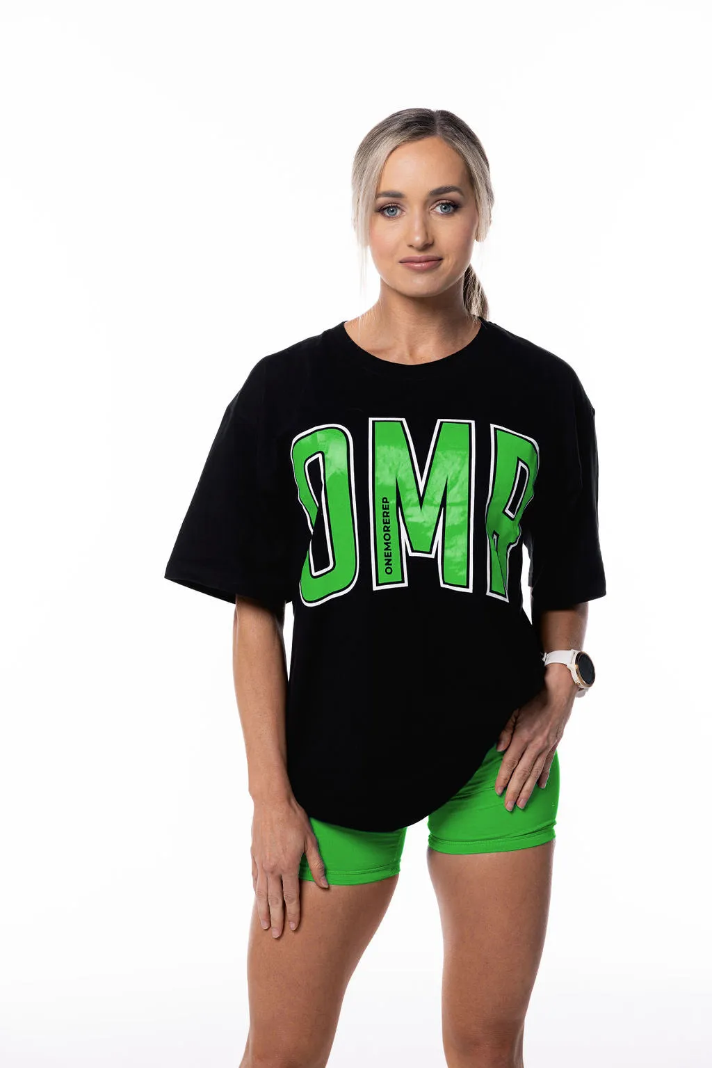 Oversized Pump Tee Black/Apple Green