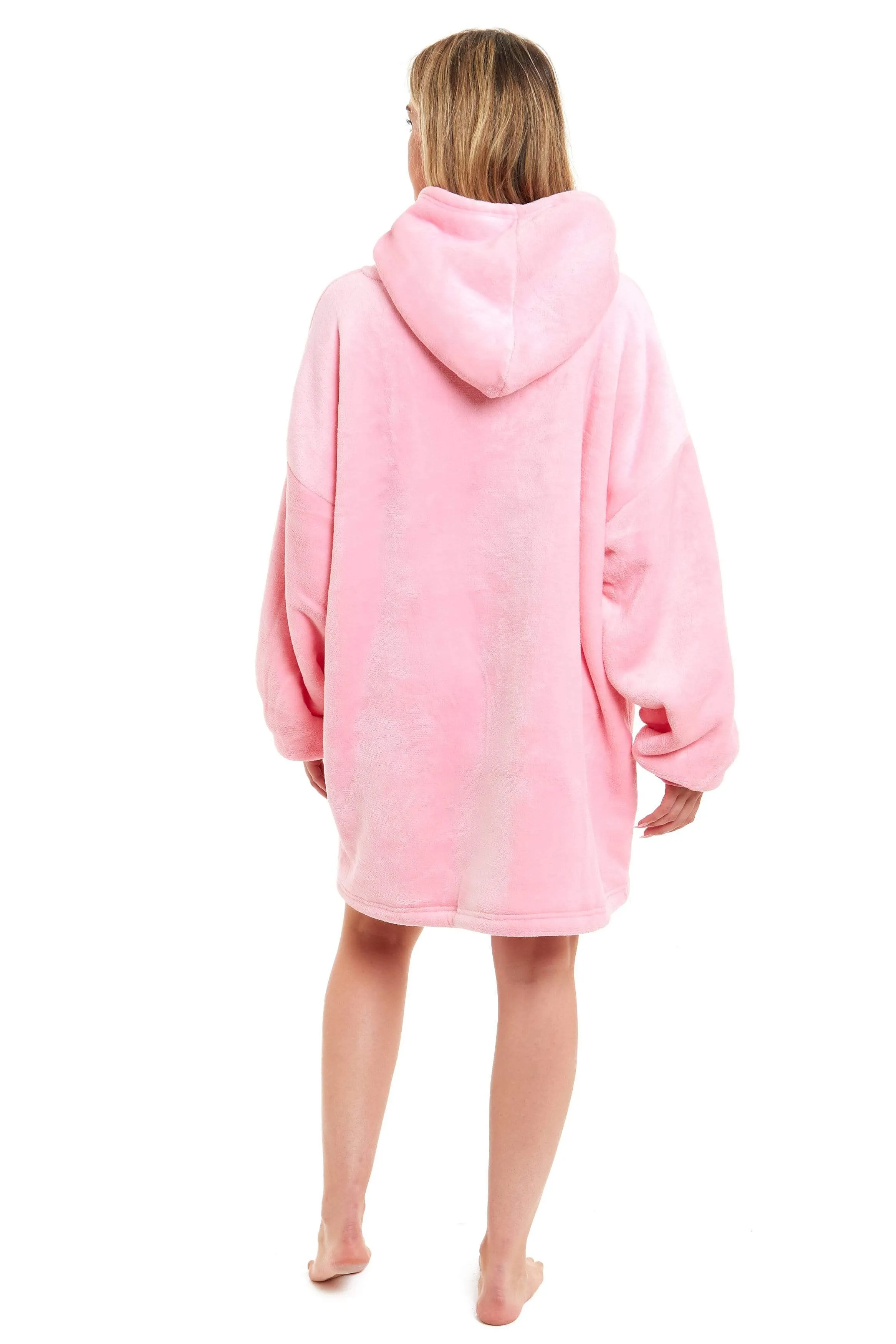 Oversized Reversible Sherpa and Plush Fleece Hooded Blanket Grey and Pink Ultimate Warmth and Comfort Hoodie for Adults and Kids by Daisy Dreamer