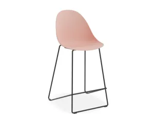 Pebble Soft Pink Stool Shell Seat - Counter Stool 66cm Seat Height -Black Frame