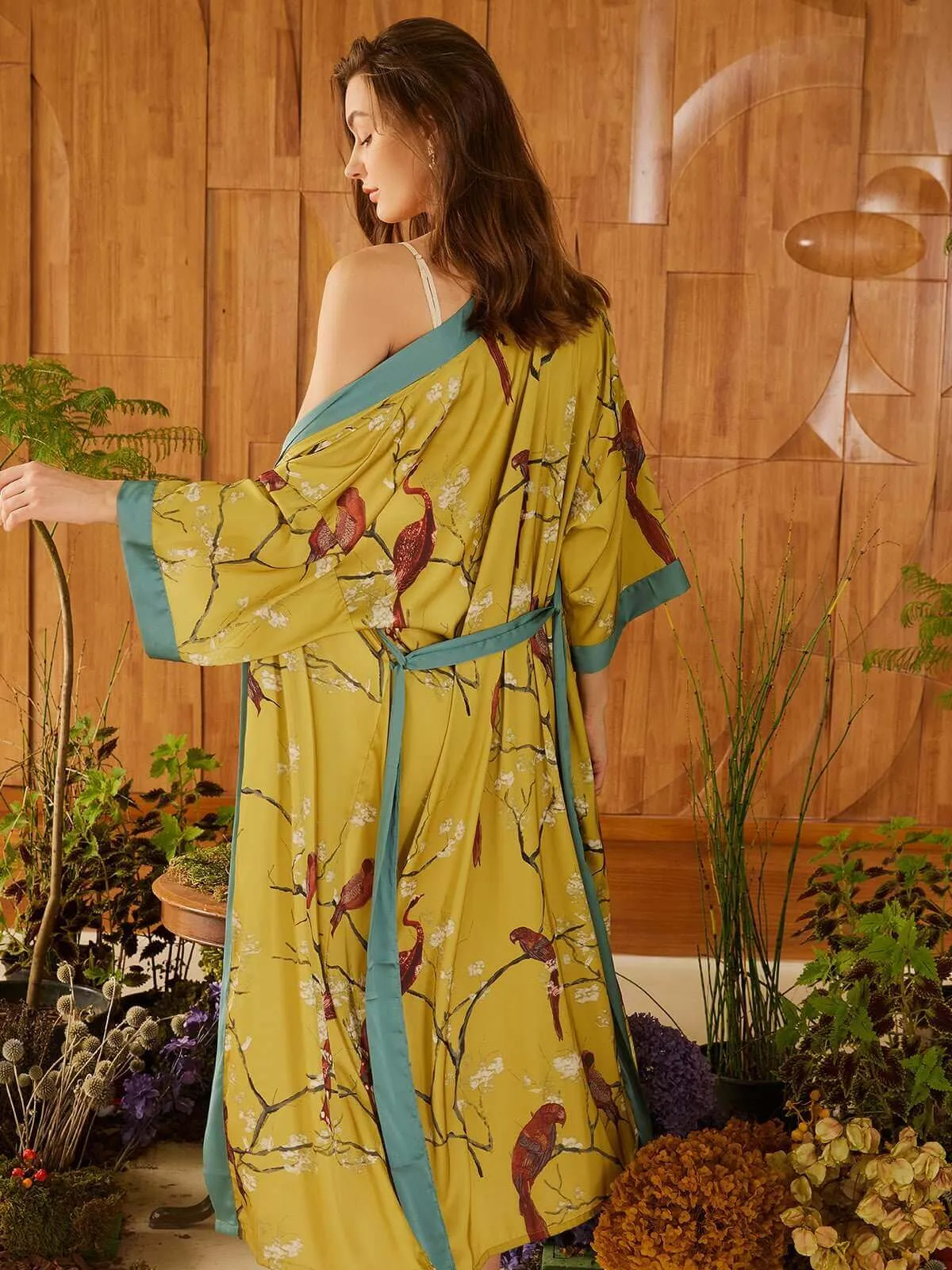 Perched Bird Kimono Robe