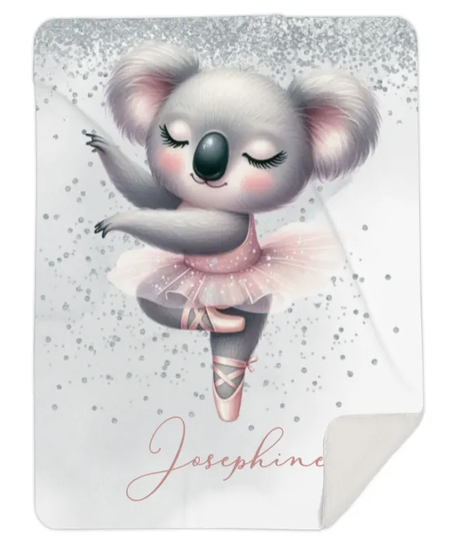 Personalised Ballerina Koala Fleece Blanket