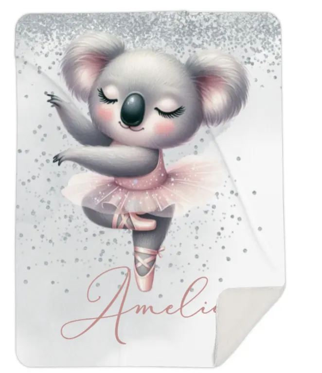 Personalised Ballerina Koala Fleece Blanket