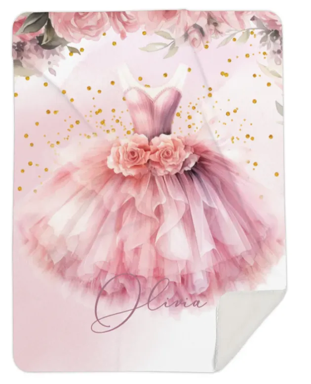 Personalised Ballerina Tutu Fleece Blanket