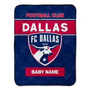 Personalized FC Dallas Emblem Baby Pixel Fleece Blanket