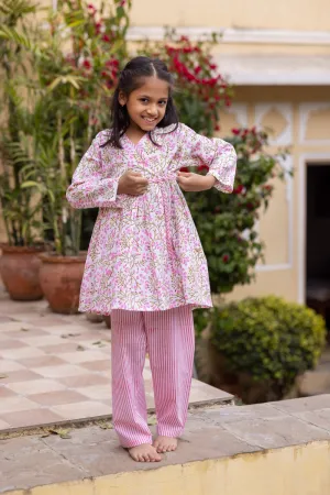 Pink Angrakha Pyjama Set