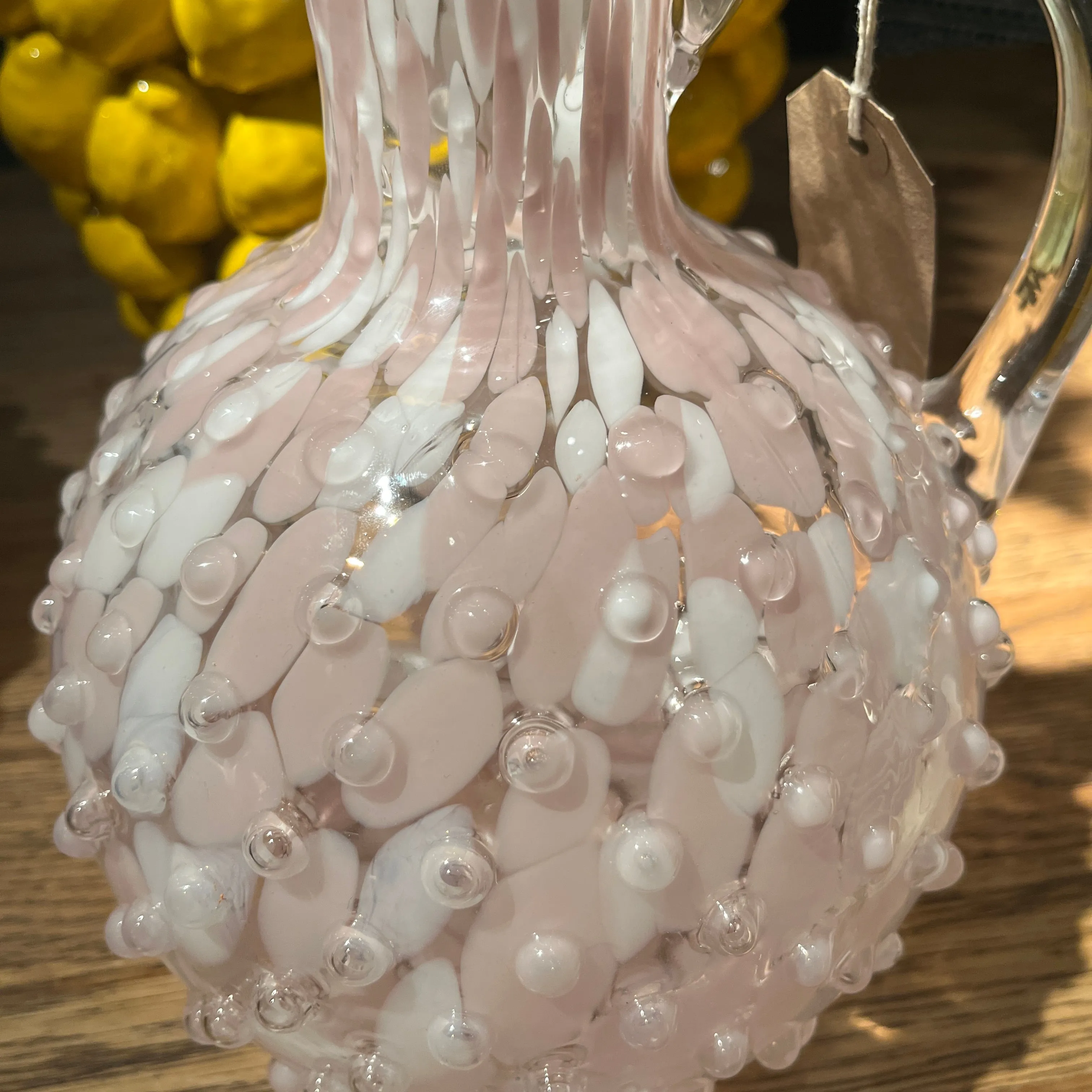 Pink Speckled and Bobbled Glass Jug