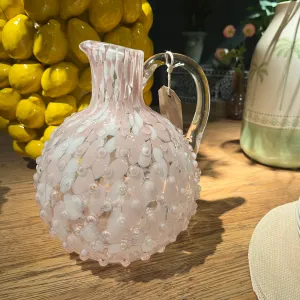 Pink Speckled and Bobbled Glass Jug