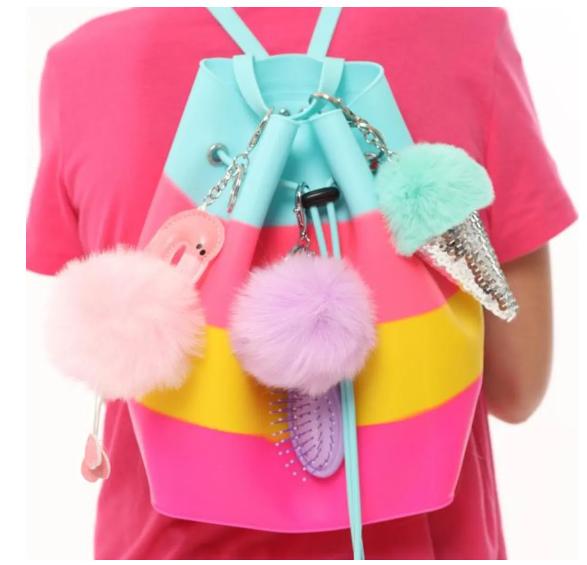 Pom Pom & Hair Brush Back Pack Clip