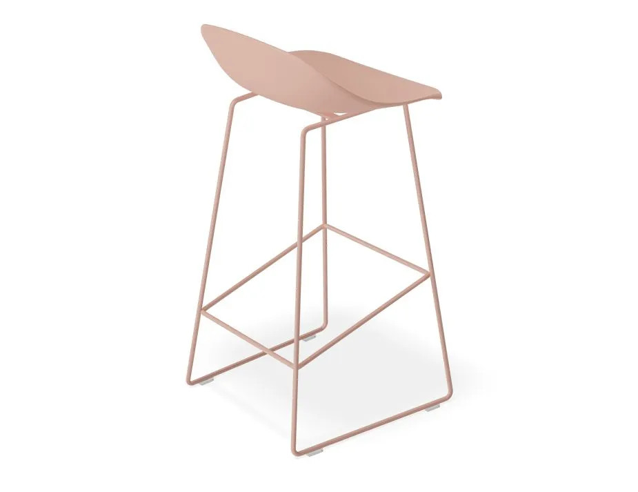 Pop Stool - Soft Pink Frame and Shell Seat - 75cm Commercial Bar Height