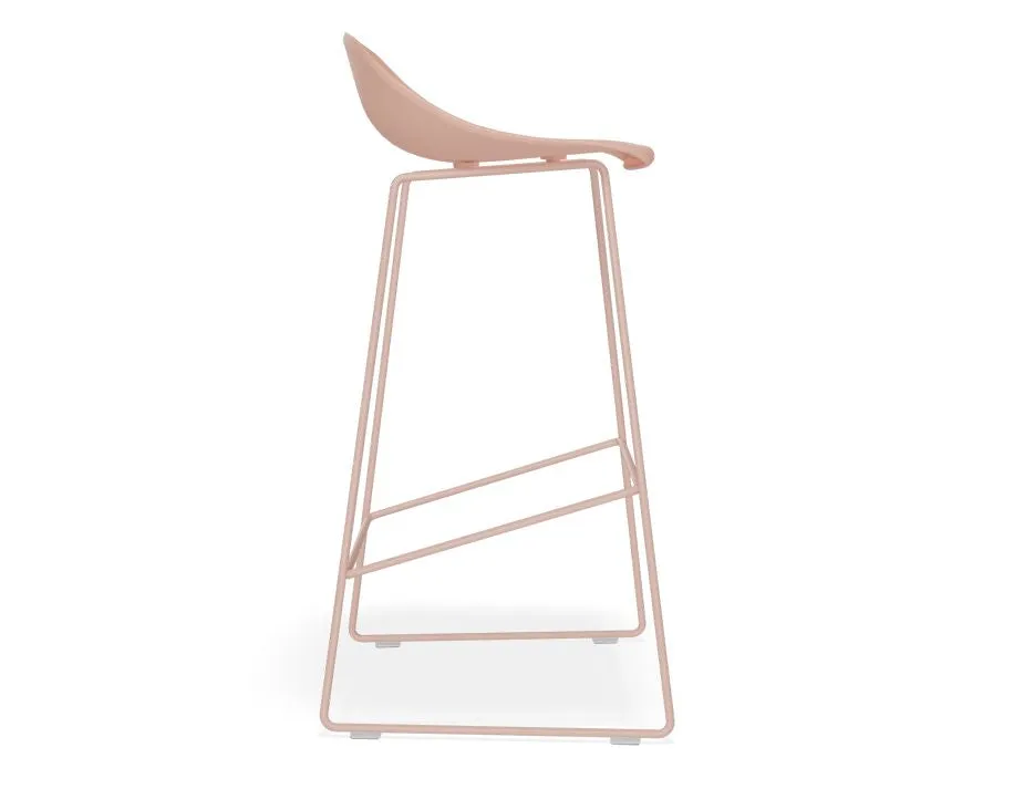 Pop Stool - Soft Pink Frame and Shell Seat - 75cm Commercial Bar Height