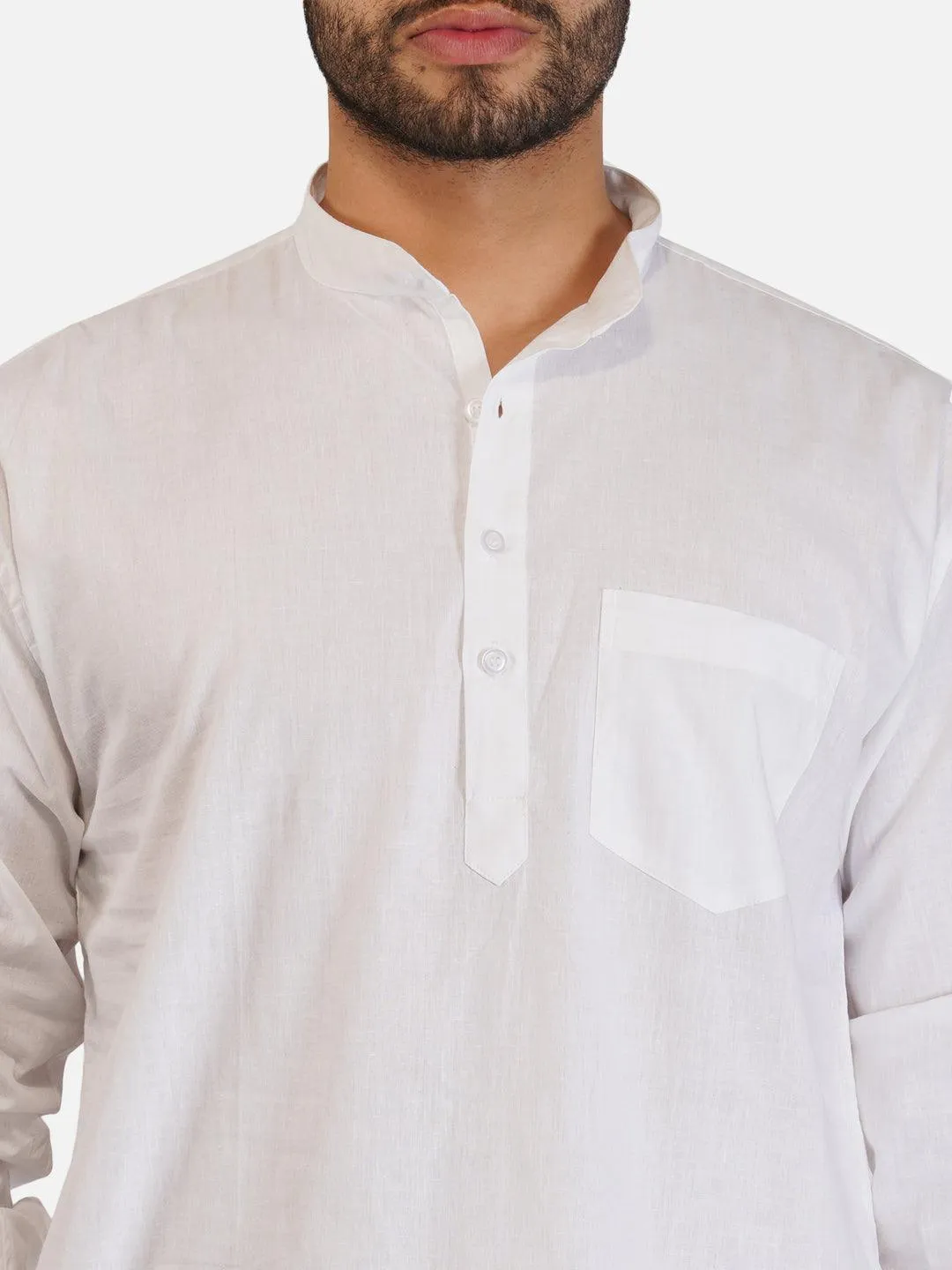 Pure Khadi Short Kurta in White Color