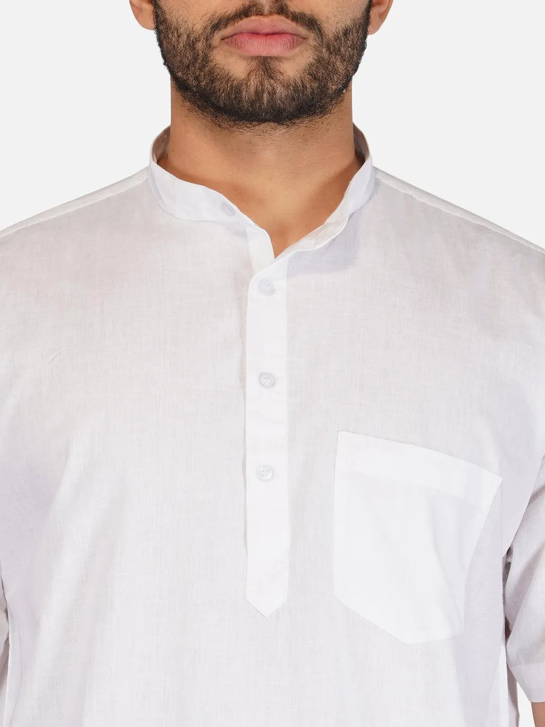 Pure Khadi Short Kurta in White Color