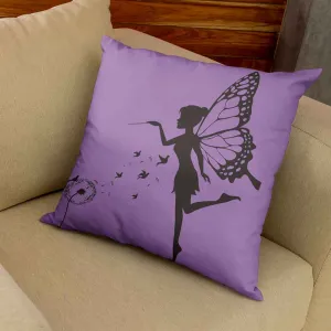 Purple butterfly girl cushion cover