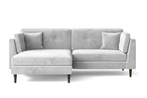 Ragusa 3 Seater Left Hand Facing Chaise Lounge Corner Sofa White Velvet