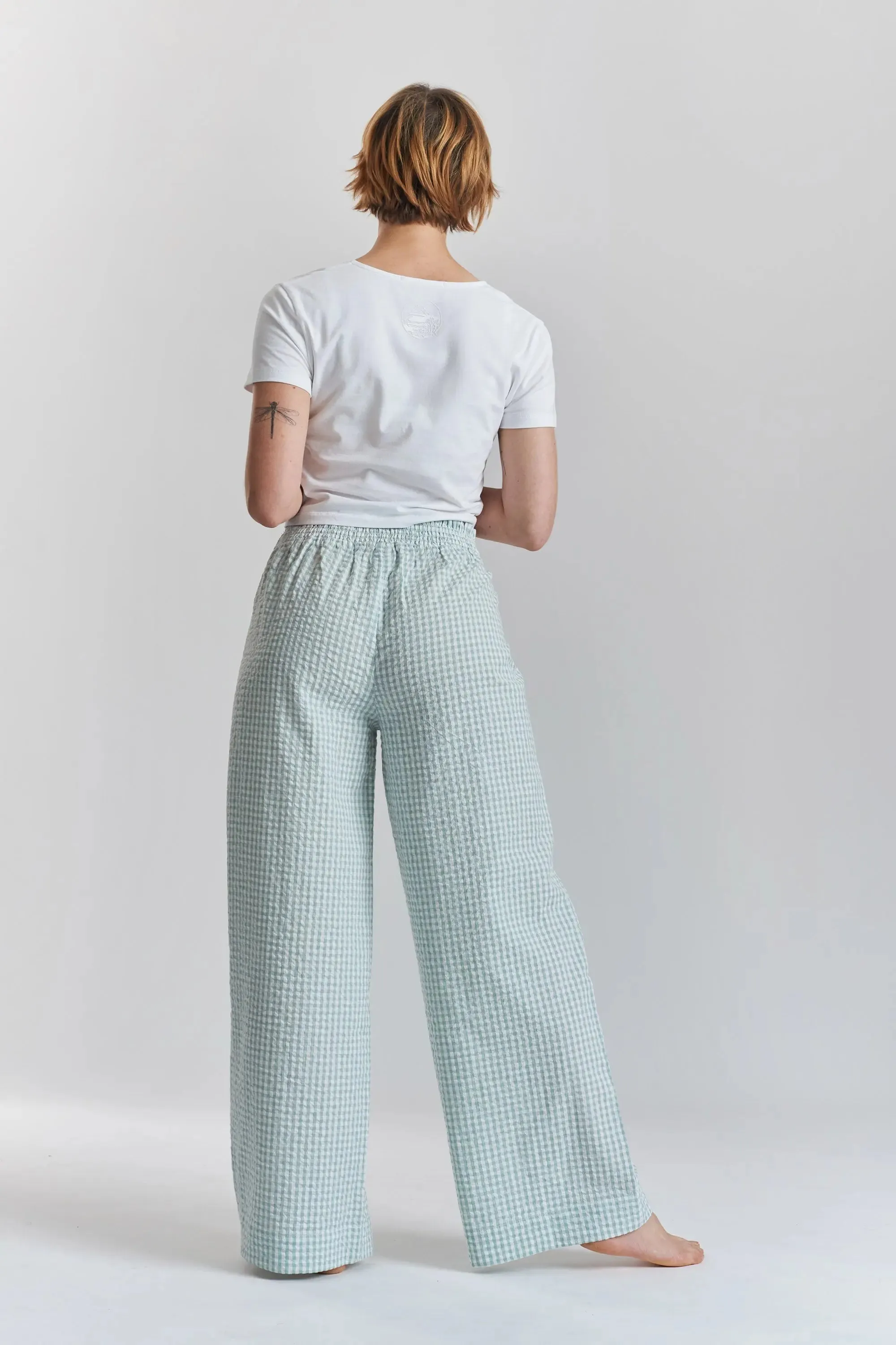 Robinia Ethical-Cotton Pyjama Wide-Leg Trousers - Fjordland Green