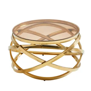 Rose Gold Round Abstract Coffee Table